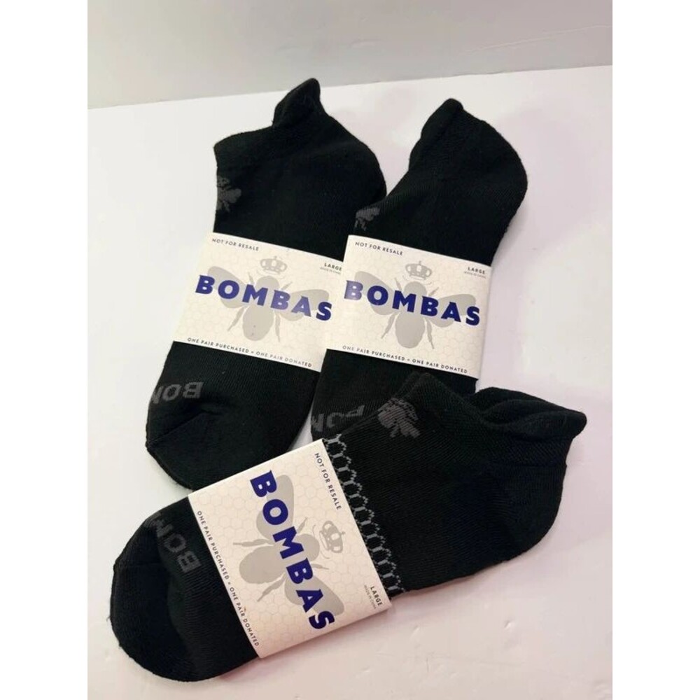 Bombas Ankle Socks 3 Pack Black Size Large